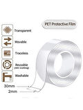 Nano Teknoloji Çift Taraflı Şeffaf Süper Güçlü Su Geçirmez Yıkanabilir Bant 1.8 Cm X 3 Metre (2 Adet)