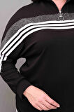 Çizgili Taş Baskılı Sweatshirt