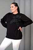 Çiçek Aplikeli Sweatshirt