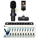 Stark Pro 10lu paket K8 Iphone Uyumlu Kablosuz Taşınabilir Yaka Mikrofonu Lightning