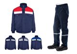 Kışlık İş Takımı Çok Cepli İç Yapısı Polarlı Reflektörlü İş Montu ve 7/7 İş Pantolonu  Lacivert Renk Yüzde Yüz Pamuk 3117-2958