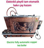3 Gözlü Tam Otomatik Bakır Çay Kazanı Bayraklı Osmanlı Tuğra Model Elektrikli Pleytli çay makinesi sadece elektrikli