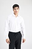 DeFacto Slim Fit Dar Kesim İtalyan Yaka Non Iron Ütü Gerektirmeyen Uzun Kollu Beyaz Gömlek A7803AX24SPWT32