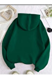 Mommy Kalp Baskılı kapüşonlu Cepli Sweatshirt