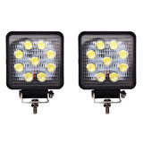 Wolfram 9 Led Kare Off Road Sis Farı Çalışma Lambası 2 Adet 10-30V 27W