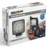 Wolfram 9 Led Kare Off Road Sis Farı Çalışma Lambası 2 Adet 10-30V 27W