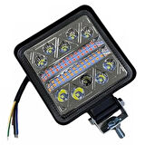 Tecnopoint Beyaz Led Sarı Kırmızı Çakarlı Kare Off Road Sis Farı Çalışma Lambası 26 Led 10-36V 102W