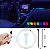 Araç İçi Torpido Ledi İp Neon Ambiyans Led RGB USB 5 Metre