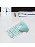 Honor Pad X9 11.5" Uyumlu Kablosuz Bluetooth Şarj Edilebilir Mini Q Klavye Mouse Seti - Mavi