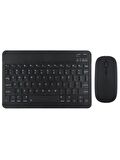 Hegitech T-10 10.1" Uyumlu Kablosuz Bluetooth Şarj Edilebilir Mini Q Klavye Mouse Seti