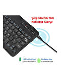 Hometech Alfa 8 MRC 8" Uyumlu Kablosuz Bluetooth Şarj Edilebilir Mini Q Klavye Mouse Seti - Pembe