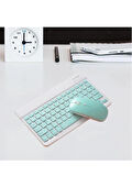 Hometech Alfa 10LM 10.1" Uyumlu Kablosuz Bluetooth Şarj Edilebilir Mini Q Klavye Mouse Seti - Mavi