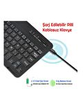 Hometech Alfa 10MD 10.1" Uyumlu Kablosuz Bluetooth Şarj Edilebilir Mini Q Klavye Mouse Seti - Mavi