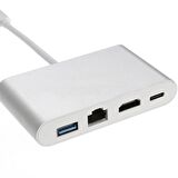 Type-C 3.1 to HDMI 4K 100Mbps Ethernet RJ45 SB3.0 USB C HUB 4 in 1 Macbook ve Type c Uyumlu Çevirici