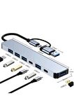7 In 1 Usb/type-c To Usb A+usb C-usb 2.0/3.0 Çevirici Adaptör Çok Portlu Çoklayıcı Usb Hub