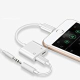 iPhone iPad Lightning Kulaklık ve Şarj Çevirici Adaptör Dönüştürücü Çoğaltıcı Aparat