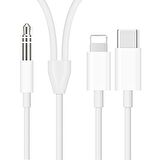 3.5 Mm Aux Dönüştürücü Kablo Type-C Lightning For iPhone iPad 2 in 1 Çevirici