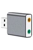Usb 7.1 Kanal Stereo Ses Kartı Kulaklık Mikrofon Girişli Dönüştürücü Aux 3.5 mm Jack Çevirici - Gri