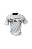 Sonra Döndüm Ve Dedum ki Riv Riv Riv Baskılı Pamuklu Likralı T-shirt (Siyah Yazılı Beyaz) L Beden