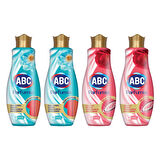 ABC Parfumia Konsantre Yumuşatıcı 1200 Ml Canlı Renkler ve Kolay Ütü 4 lü Karma