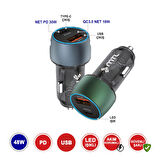 Araç Şarj Cihazı 48 W PD + QC 3.0 Çift Çıkışlı – Type‑C PD 30 W & USB‑A 18 W MT1832