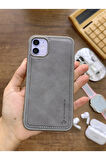 İPhone 11 Uyumlu Premium Deri Dokulu Darbelere Karşı Dayanıklı Nazal Silikon Kılıf