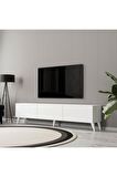 Mezza 1250 ELİSA 3 KAPAKLI KULPSUZ 180 CM AYAKLI TV ÜNİTESİ BEYAZ