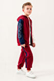 Kapüşonlu %100 Pamuk 3 Parça Erkek Çocuk Eşofman Takımı