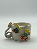 El Boyaması Burgu Kulp Kelebekli Mug