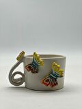 El Boyaması Burgu Kulp Kelebekli Mug