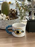 Burgu Kulp Gold Detay Göz 2 Noktalı Kalpli Mug Kupa Fincan