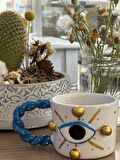 Burgu Kulp Gold Detay Göz 4 Noktalı Kalpli Mug Kupa Fincan