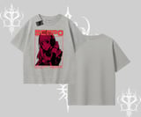 Oversize Tshirt Anime Waifu Kırmızı Grafik Desenli