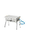Tüplü Lav Taşlı Gürsaç Paslanmaz Krom Mangal Seti 35x45cm
