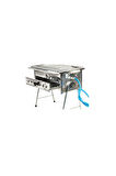 Tüplü Lav Taşlı Gürsaç Paslanmaz Krom Mangal Seti 35x45cm