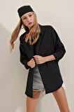 MDB Siyah Oversize Uzun Basic Gömlek 3900