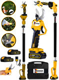 Wacker Pro Alman W-4580-S Teleskop Uzatmalı + Çift Akü 10 Pilli Bağ Budama Makası 32 MM Çelik Bıçak