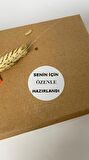 Senin için Özenle Hazırlandı Siyah Yazılı Yuvarlak Yapışkanlı Etiket 3x3 cm 150 adet