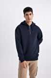 DeFacto Oversize Geniş Kalıp Kapüşonlu Yarım Fermuarlı Sweatshirt B4846AX24SPNV163