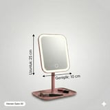 LED Işıklı Masaüstü Makyaj Aynası - Dokunmatik Sensörlü, Parlaklık Ayarlı ve Organizer Tabanlı Taşınabilir Kozmetik Aynası - USB Bağlantılı Profesyonel Bakım ve Makyaj Standı