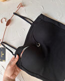 Chole İthal Pamuklu Göğsü Cut-Out Halka Kaplı Detaylı İnce Askılı Ultra Rahat Büstiyer