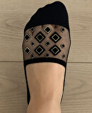 Zeyna Önü Transparan Gold/Gümüş İşlemeli Burnu Kapalı Feminen Şık Babet Çorabı