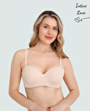 NBB Toparlayıcı Balenli Desteksiz Straplez Sütyen – Askılı & Askısız Kullanım, Siyah Ekru Ten Renk