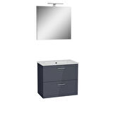 VitrA Ardea 67095 Banyo Dolabı Seti Çekmeceli, 70 cm, Parlak Antrasit