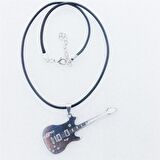 Gitar Kolye GÜMÜŞ & Deri Zincir