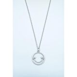 Büyük Gülen Surat - Smile Erkek Kadın Kolye Antik Gümüş Kaplama - 60 cm Düz Zincir