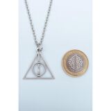 Harry Potter Ölüm Yadigarları Üçgen Erkek Kadın Kolye Antik Gümüş Kaplama - 60 cm Düz Zincir