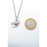 Herşey Nota Horos'un - Ra'nın Gözü Minimal Erkek Kadın Kolye Antik Gümüş Kaplama - 60 cm Düz Zincir