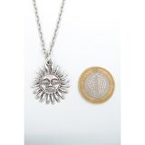 Herşey Nota Smile - Güneş Erkek Kadın Kolye Antik Gümüş Kaplama - 60 cm Düz Zincir