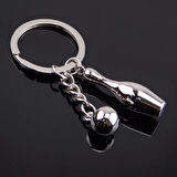 Bowling Top ve Labut Metal Anahtarlık  Gümüş